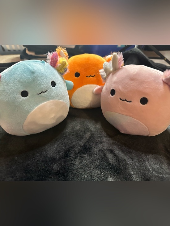 Squishmallows Other - Squishmallows Axolotl Plush Bundle Small  Pink Blue Orange Stuffed Set of 3